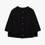 Button-Front Short Cape Cardigan