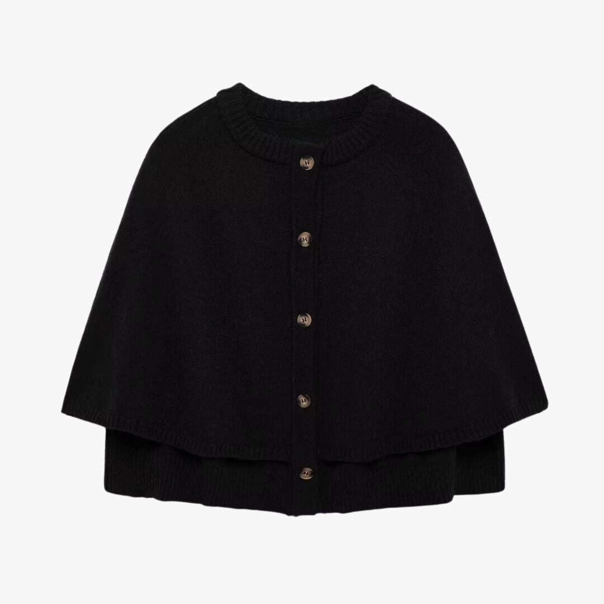 Button-Front Short Cape Cardigan