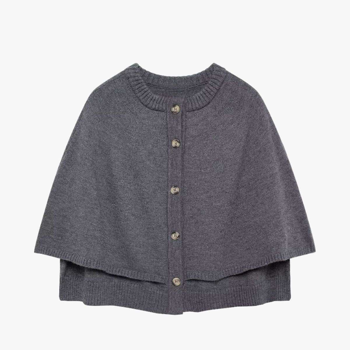 Button-Front Short Cape Cardigan