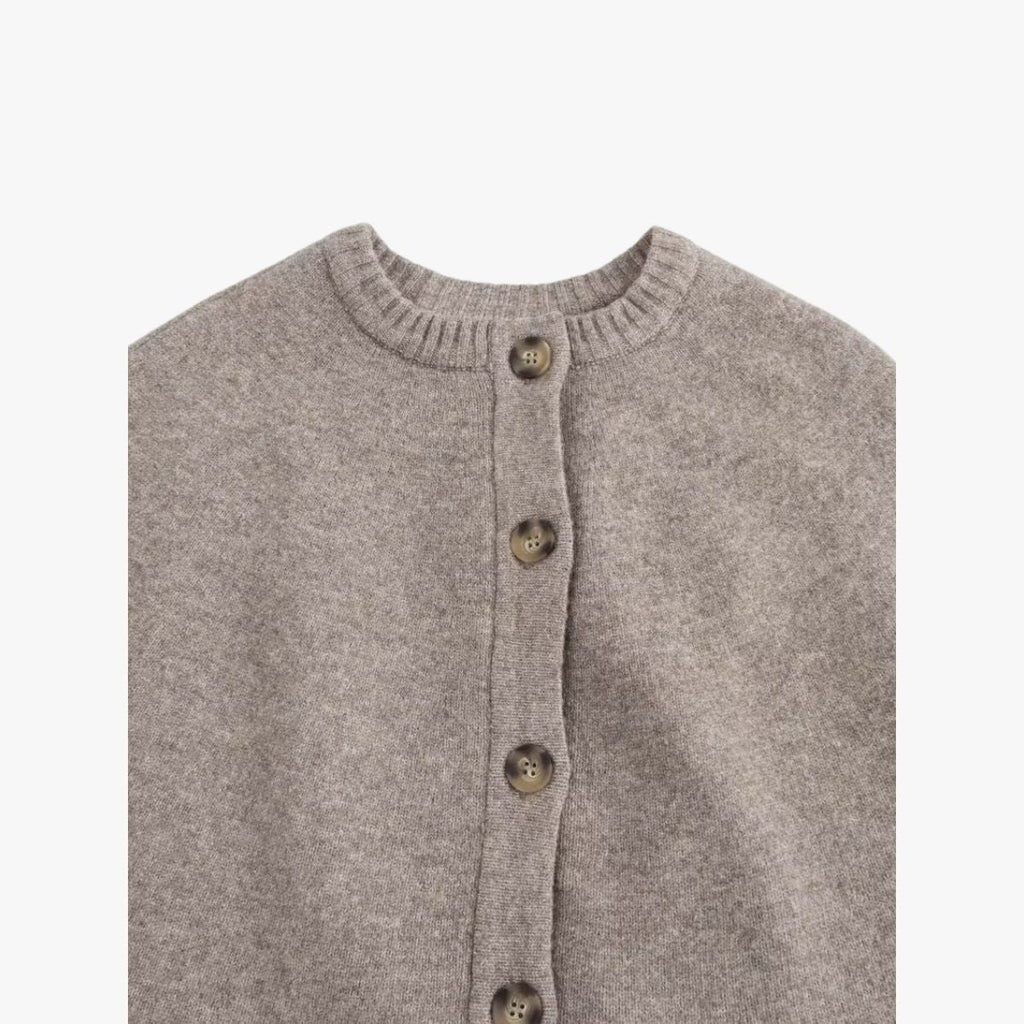 Button-Front Short Cape Cardigan