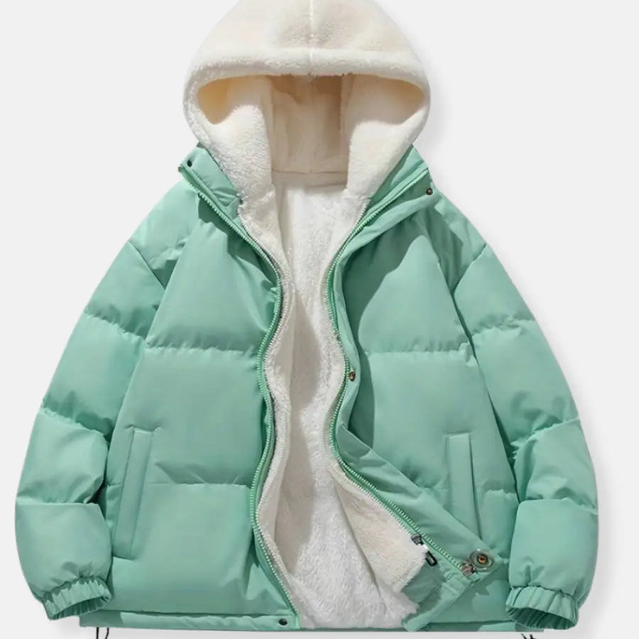Luxury Winter Puffer Hooded Jacket with Plush Inner Lining