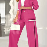 Sporty Tailored Co-Ord Set with Blazer and Wide-Leg Trousers