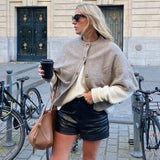 Button-Front Short Cape Cardigan