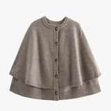 Button-Front Short Cape Cardigan