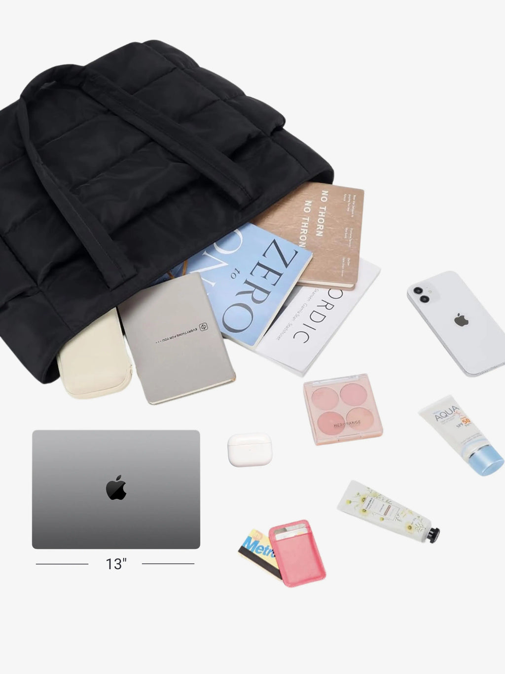 Quilted Shoulder Tote Bag with Padded and Structured Design