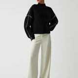 Modern Contrast-Stitch Knit Jumper – Relaxed Oversized Sweater