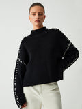 Modern Contrast-Stitch Knit Jumper – Relaxed Oversized Sweater