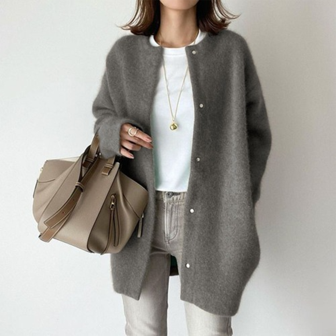Minimalist Longline Button Cardigan