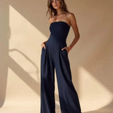 Elegant Strapless Wide-Leg Jumpsuit