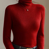 High Neck Slim Fit Knit Top – Seamless Warm Layer