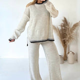 Contrast Trim Knit Two-Piece Lounge Set