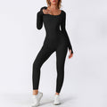 Long Sleeve Ribbed Jumpsuit with Scoop Neckline