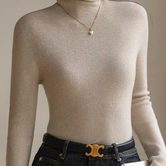 High Neck Slim Fit Knit Top – Seamless Warm Layer