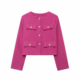 Stylish Textured Cropped Button-Front Jacket