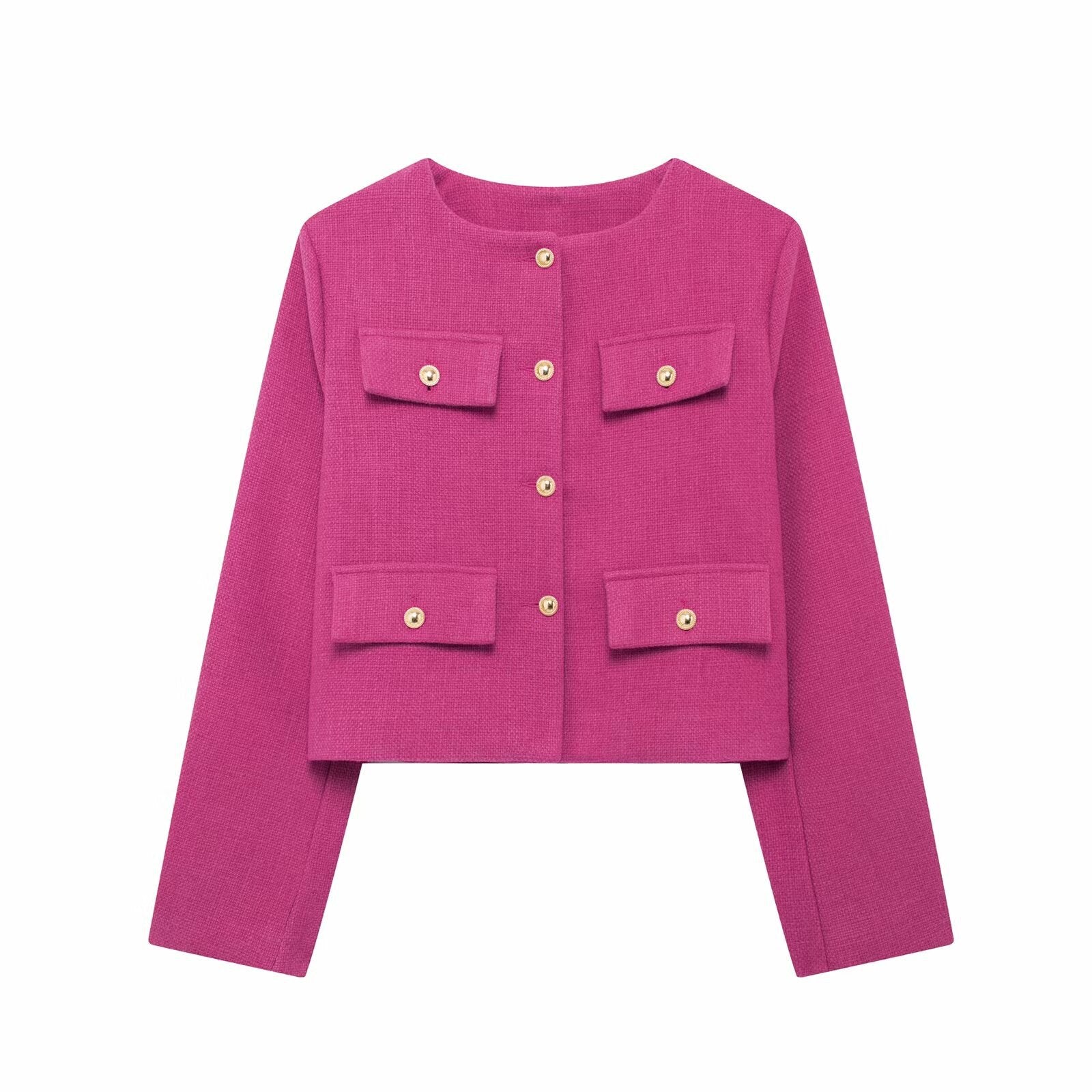 Chic Textured Cropped Button-Up Jacket