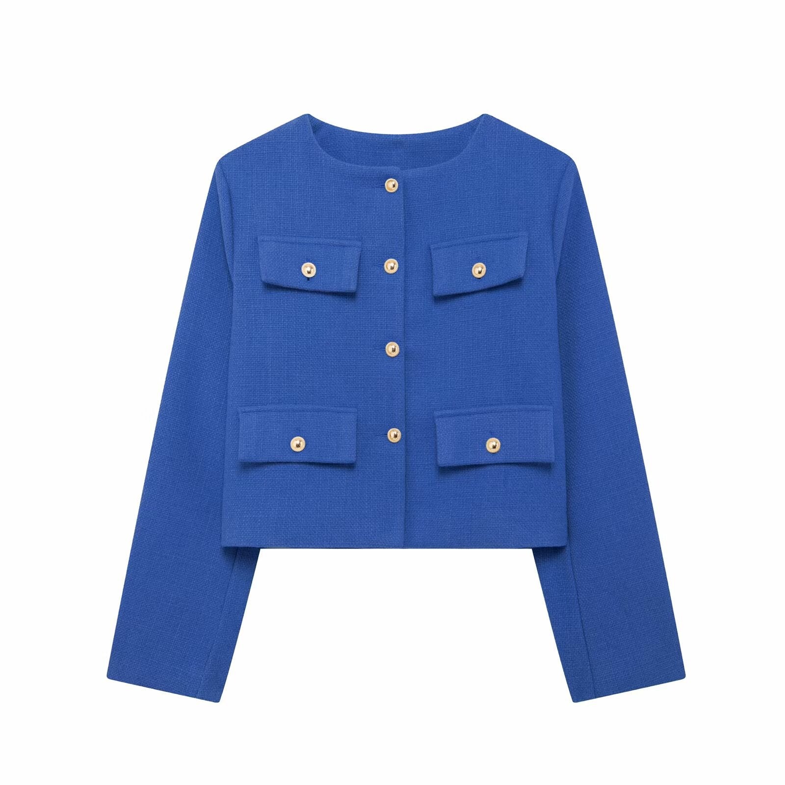 Stylish Textured Cropped Button-Front Jacket