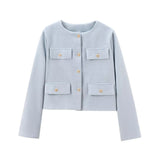 Stylish Textured Cropped Button-Front Jacket