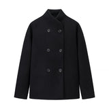 Roomy Double-Breasted Cropped Coat