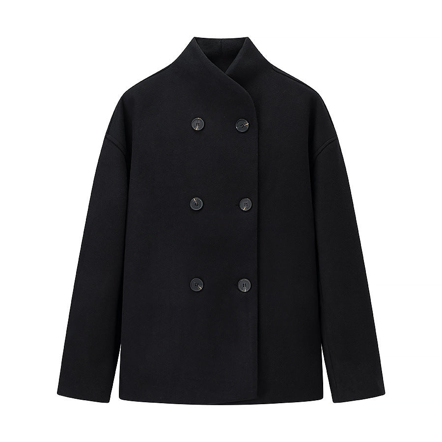 Roomy Double-Breasted Cropped Coat