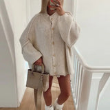 Oversized Knitted Cardigan with Gold Button Detail