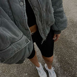 Quilted Bomber Jacket with Oversized Fit and Pocket Accents