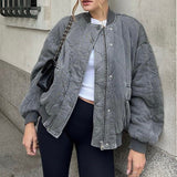 Quilted Bomber Jacket with Oversized Fit and Pocket Accents
