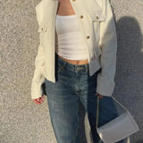 Stylish Textured Cropped Button-Front Jacket