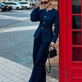 Tailored Denim Co-Ord Set with Gold Clasp Detail