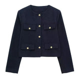 Chic Textured Cropped Button-Up Jacket