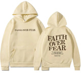 Faith Over Fear Graphic Hoodie with Inspirational Back Print