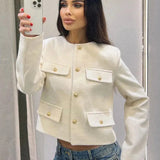 Chic Textured Cropped Button-Up Jacket