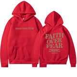 Faith Over Fear Graphic Hoodie with Inspirational Back Print
