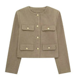 Chic Textured Cropped Button-Up Jacket