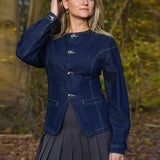 Tailored Denim Co-Ord Set with Gold Clasp Detail