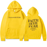 Faith Over Fear Graphic Hoodie with Inspirational Back Print