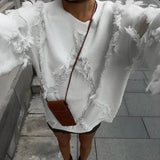 Distressed Textured Knit Oversized Sweaters Jumper