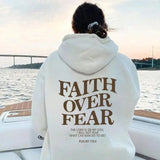 Faith Over Fear Graphic Hoodie with Inspirational Back Print