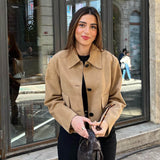 Retro Faux Suede Jacket with Front Flap Pockets