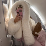 Oversized Fit Faux Fur Hooded Jacket - Extra Large