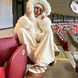 Extra-Large Hooded Faux Fur Jacket in Oversized Fit