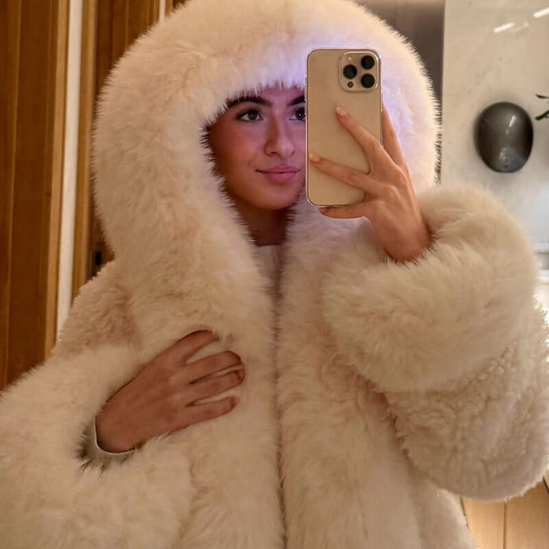 Oversized Faux Fur Jacket with Extra-Large Hood