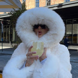 Oversized Fit Faux Fur Hooded Jacket - Extra Large