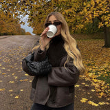 Extra-Large Faux Shearling Aviator Jacket with Asymmetric Fastening