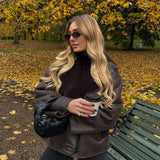 Extra-Large Faux Shearling Aviator Jacket with Asymmetric Fastening