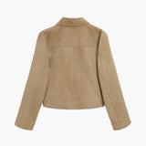 Minimalist Faux Suede Jacket with Front Flap Pockets