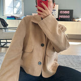 Minimalist Faux Suede Jacket with Front Flap Pockets