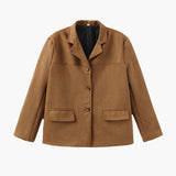 Structured Faux Suede Blazer Jacket for Women