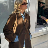 Structured Faux Suede Blazer Jacket for Women