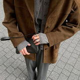 Women's Faux Suede Structured Blazer Jacket