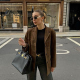 Women's Faux Suede Structured Blazer Jacket